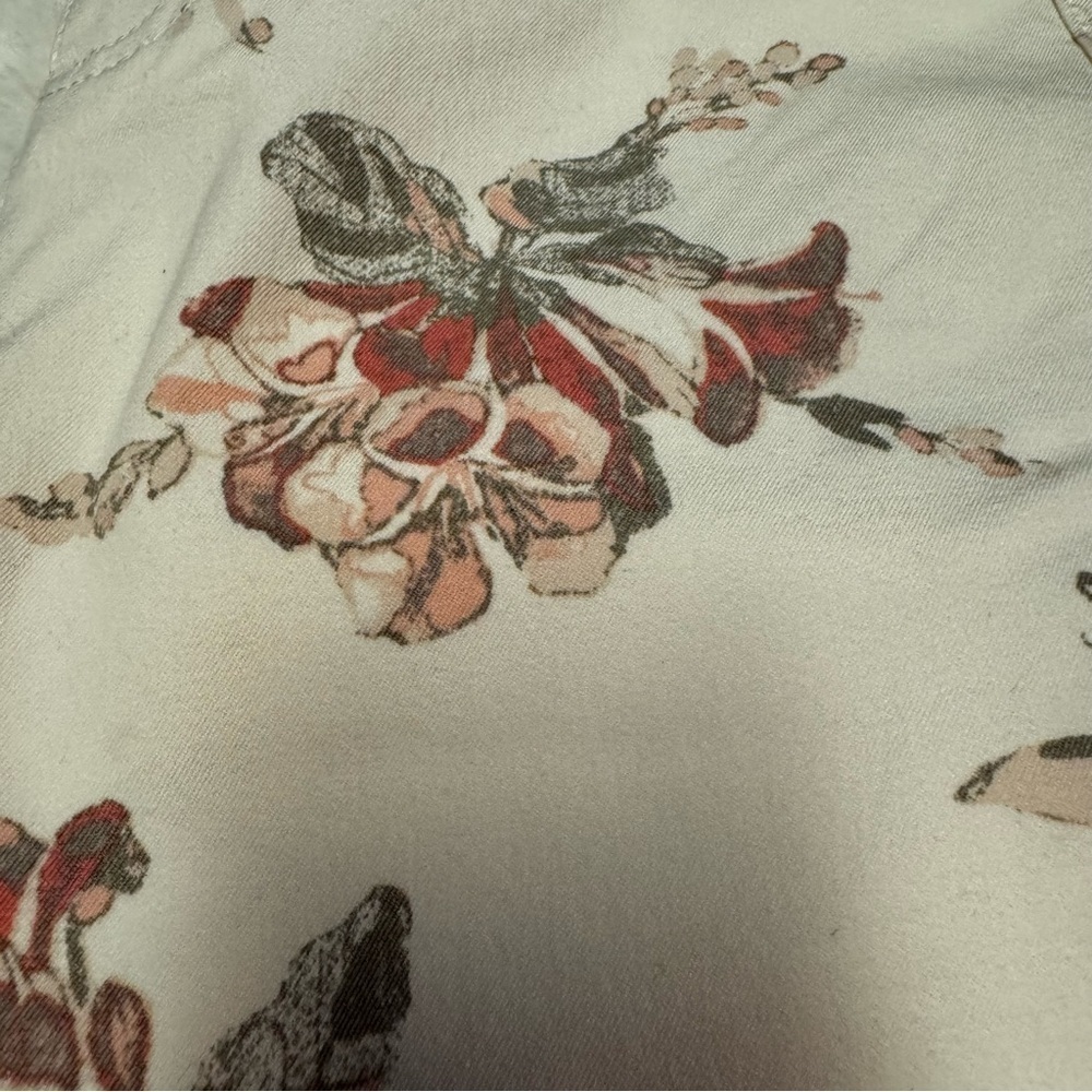 G.I.L.I. Ankle Jeggings Cream Denim Floral Size 2 Dual Stretch Jeans 27" inseam - Picture 16 of 17